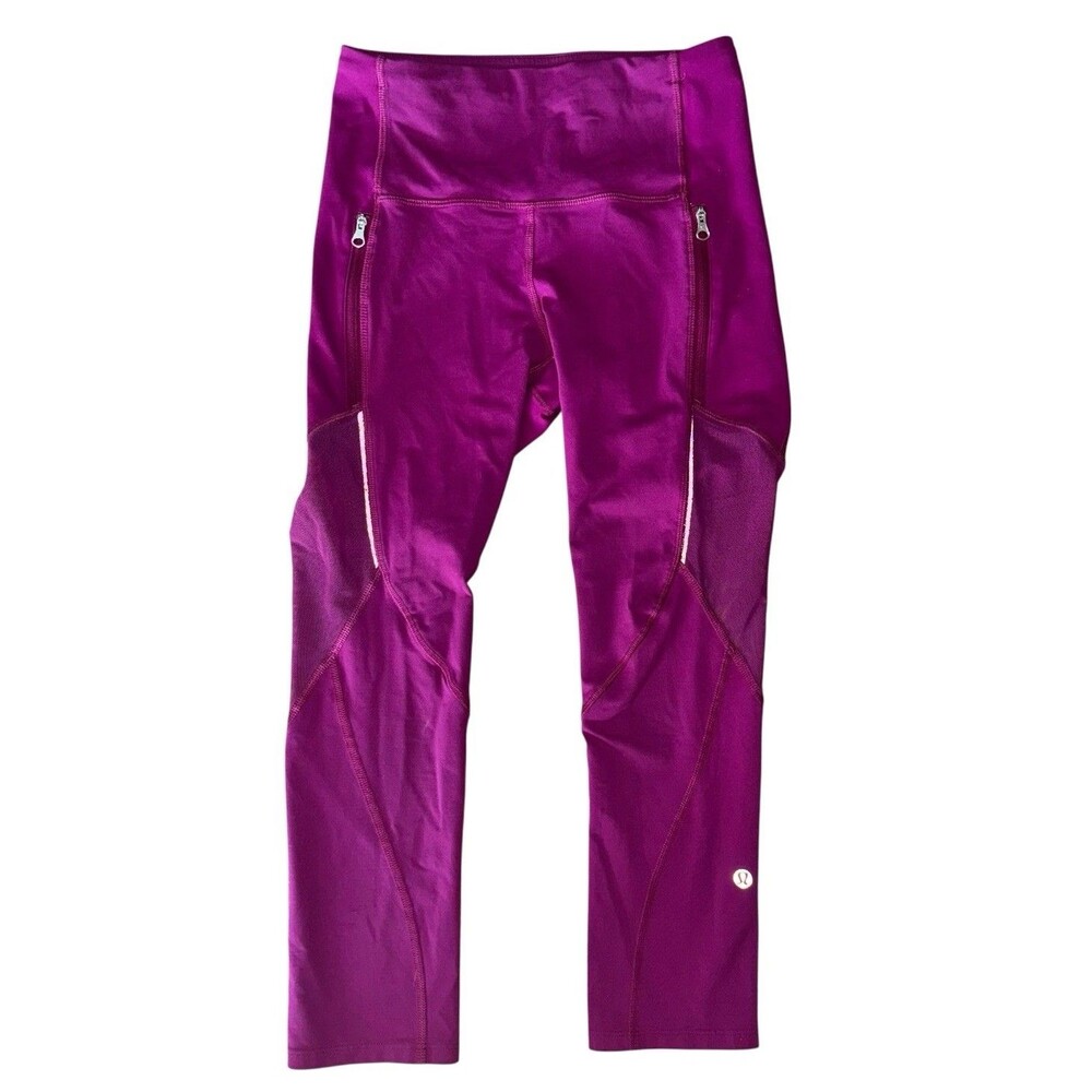 LULULEMON Inspire Tight II Size 4" Moonlit Magenta Mesh 2 Front Zip Pockets 25”